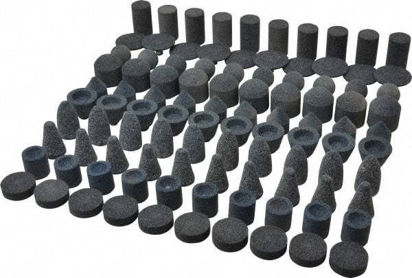 Grier Abrasives - 100 Piece Aluminum Oxide Vitrified Mounted Stone Abrasive Point Set - Includes Shapes A5, A12, A14, A21, A32, A37, A39, A40, W206 & W217 - Industrial Tool & Supply