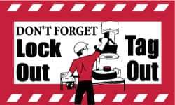 NMC - Don't Forget - Lockout Tagout, 60 Inch Long x 36 Inch High, Safety Banner - Polyethylene, English, Printed on 1 Side - Industrial Tool & Supply