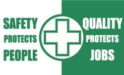 NMC - Safety Protects People - Quality Protects Jobs, 60 Inch Long x 36 Inch High, Safety Banner - Polyethylene, English, Printed on 1 Side - Industrial Tool & Supply