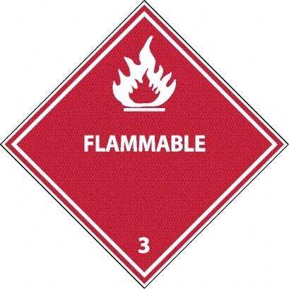 NMC - Flammable DOT Shipping Label - 4" High x 4" Wide - Industrial Tool & Supply