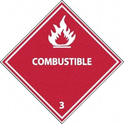 NMC - Combustible DOT Shipping Label - 4" High x 4" Wide - Industrial Tool & Supply