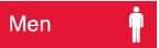 NMC - Men, 10" Wide x 3" High, Plastic Sign - English, White on Red, Wall Mount - Industrial Tool & Supply