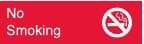 NMC - No Smoking, 10" Wide x 3" High, Plastic Sign - English, White on Red, Wall Mount - Industrial Tool & Supply