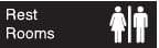 NMC - Rest Rooms, 10" Wide x 3" High, Plastic Sign - English, White on Black, Wall Mount - Industrial Tool & Supply