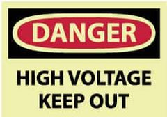 NMC - Accident Prevention Label, Header: DANGER - Legend: Danger - High Voltage - Keep Out, English, Red & Black & Yellow, 5" Long x 3" High, Sign Muscle Finish - Industrial Tool & Supply