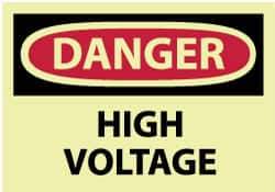NMC - Accident Prevention Label, Header: DANGER - Legend: Danger - High Voltage, English, Red & Black & Yellow, 5" Long x 3" High, Sign Muscle Finish - Industrial Tool & Supply