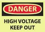 NMC - "Danger - High Voltage - Keep Out", 10" Long x 14" Wide, Pressure-Sensitive Vinyl Safety Sign - Rectangle, 0.004" Thick, Use for Accident Prevention - Industrial Tool & Supply