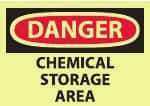NMC - "Danger - Chemical Storage Area", 10" Long x 14" Wide, Pressure-Sensitive Vinyl Safety Sign - Rectangle, 0.004" Thick, Use for Hazardous Materials - Industrial Tool & Supply