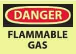 NMC - "Danger - Flammable Gas", 10" Long x 14" Wide, Pressure-Sensitive Vinyl Safety Sign - Rectangle, 0.004" Thick, Use for Hazardous Materials - Industrial Tool & Supply