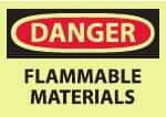 NMC - "Danger - Flammable Materials", 10" Long x 14" Wide, Pressure-Sensitive Vinyl Safety Sign - Rectangle, 0.004" Thick, Use for Hazardous Materials - Industrial Tool & Supply