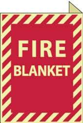 NMC - Fire Blanket, Plastic Fire Sign - 9" Wide x 12" High, Glow-in-the-Dark - Industrial Tool & Supply