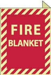 NMC - Fire Blanket, Plastic Fire Sign - 9" Wide x 12" High, Glow-in-the-Dark - Industrial Tool & Supply