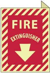 NMC - Fire Extinguisher, Plastic Fire Sign - 9" Wide x 12" High, Glow-in-the-Dark - Industrial Tool & Supply