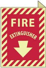 NMC - Fire Extinguisher, Plastic Fire Sign - 9" Wide x 12" High, Glow-in-the-Dark - Industrial Tool & Supply