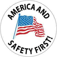 NMC - America and Safety First, Hard Hat Label - Blue & Black on White, Red, 2" Thick, For Accident Prevention - Industrial Tool & Supply