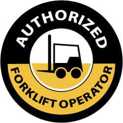 NMC - Authorized Forklift Operator, Hard Hat Label - Yellow on Black, 2" Thick, For Accident Prevention - Industrial Tool & Supply
