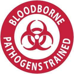 NMC - Bloodborne Pathogens Trained, Hard Hat Label - Red on White, 2" Thick, For Accident Prevention - Industrial Tool & Supply