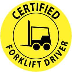 NMC - Certified Forklift Driver, Hard Hat Label - Black on Yellow, 2" Thick, For Certified Operator - Industrial Tool & Supply