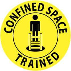 NMC - Confined Space Trained, Hard Hat Label - Black on Yellow, 2" Thick, For Accident Prevention - Industrial Tool & Supply