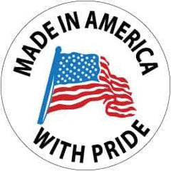 NMC - Made in America with Pride, Hard Hat Label - Blue & Black on White, Red, 2" Thick, For Accident Prevention - Industrial Tool & Supply