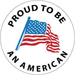 NMC - Proud to Be an American, Hard Hat Label - Blue & Black on White, Red, 2" Thick, For Accident Prevention - Industrial Tool & Supply
