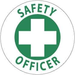 NMC - SafetyOofficer, Hard Hat Label - Green on White, 2" Thick, For Accident Prevention - Industrial Tool & Supply