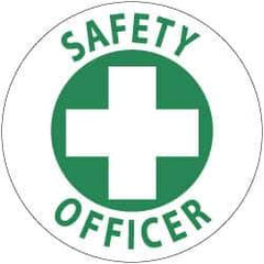 NMC - SafetyOofficer, Hard Hat Label - Green on White, 2" Thick, For Accident Prevention - Industrial Tool & Supply