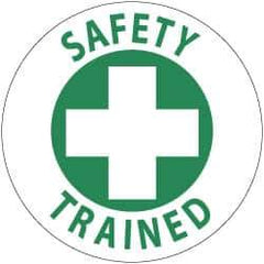 NMC - Safety Trained, Hard Hat Label - Green on White, 2" Thick, For Accident Prevention - Industrial Tool & Supply
