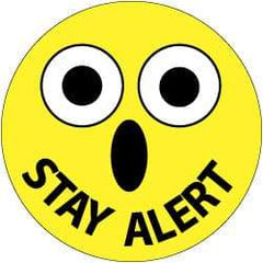 NMC - Stay Alert, Hard Hat Label - Black & White on Yellow, 2" Thick, For Accident Prevention - Industrial Tool & Supply