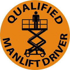 NMC - Qualified Man Lift Driver, Hard Hat Label - Black on Orange, 2" Thick, For Certified Operator - Industrial Tool & Supply