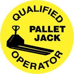 NMC - Qualified Pallet Jack Operator, Hard Hat Label - Black on Yellow, 2" Thick, For Certified Operator - Industrial Tool & Supply