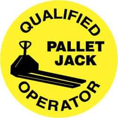 NMC - Qualified Pallet Jack Operator, Hard Hat Label - Black on Yellow, 2" Thick, For Certified Operator - Industrial Tool & Supply