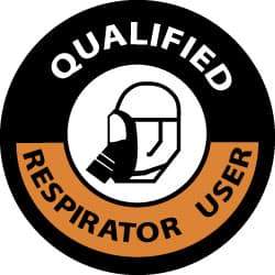 NMC - Qualified Respirator User, Hard Hat Label - Black & Orange on White, 2" Thick, For Certified Operator - Industrial Tool & Supply