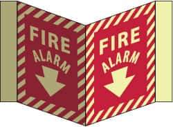 NMC - Fire Alarm, Acrylic Fire Sign - 8-3/4" Wide x 5-3/4" High, Glow-in-the-Dark - Industrial Tool & Supply