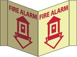 NMC - Fire Alarm, Acrylic Fire Sign - 8-3/4" Wide x 5-3/4" High, Glow-in-the-Dark - Industrial Tool & Supply