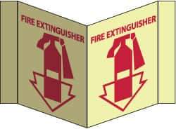 NMC - Fire Extinguisher, Acrylic Fire Sign - 8-3/4" Wide x 5-3/4" High, Glow-in-the-Dark - Industrial Tool & Supply