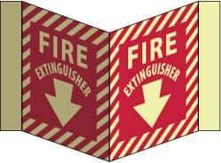 NMC - Fire Extinguisher, Acrylic Fire Sign - 8-3/4" Wide x 5-3/4" High, Glow-in-the-Dark - Industrial Tool & Supply