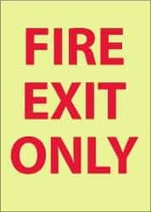 NMC - Fire Exit Only, Plastic Fire Sign - 14" Wide x 10" High, Glow-in-the-Dark - Industrial Tool & Supply