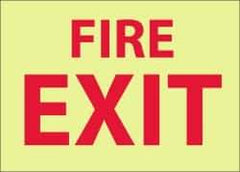 NMC - Fire Exit, Pressure Sensitive Vinyl Fire Sign - 14" Wide x 10" High, Glow-in-the-Dark - Industrial Tool & Supply