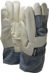 PRO-SAFE - Size L (9) Grain Pigskin Cold Protection Work Gloves - For General Purpose, Uncoated, Safety Cuff, Full Fingered, White/Blue/Green, Paired - Industrial Tool & Supply