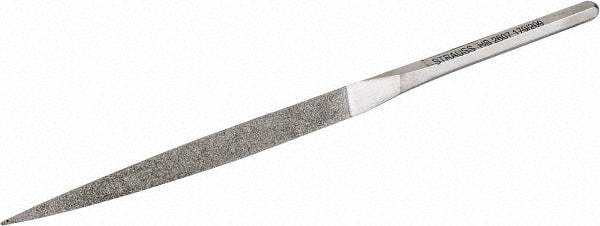 Strauss - 8-1/2" OAL Fine Three Square Needle Diamond File - 3/8" Wide x 3/8" Thick, 4-3/8 LOC, 91 Grit - Industrial Tool & Supply