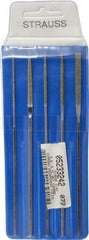 Strauss - 5 Piece Diamond Pattern File Set - 5-1/2" Long, Coarse Coarseness, Square Handle, Set Includes Equalling, Half Round, Round, Square - Industrial Tool & Supply