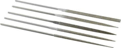 Strauss - 5 Piece Diamond Pattern File Set - 5-1/2" Long, Coarse Coarseness, Round Handle, Set Includes Equalling, Half Round, Round, Square, Three Square - Industrial Tool & Supply