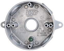 Cooper Crouse-Hinds - 1 Gang, (4) 3/4" Knockouts, Aluminum Round Outlet Box - 4-1/8" Overall Height x 4" Overall Width x 1-1/2" Overall Depth, Weather Resistant - Industrial Tool & Supply