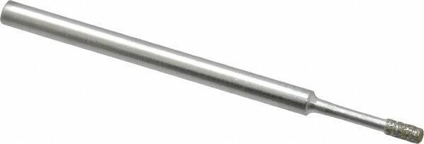 Strauss - 0.157" Head Thickness Diamond (Abrasive) Grinding Pin - 1/8" Shank Diam x 2" Shank Length, Medium Grade, 80 Grit - Industrial Tool & Supply