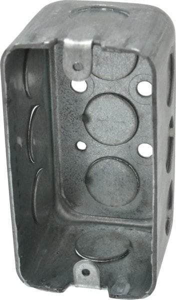 Cooper Crouse-Hinds - 1 Gang, (11) 1/2" Knockouts, Steel Rectangle Wall Box - 4" Overall Height x 2-1/8" Overall Width x 2-1/8" Overall Depth - Industrial Tool & Supply
