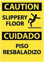NMC - "Caution - Slippery Floor", 14" Long x 10" Wide, Rigid Plastic Safety Sign - Rectangle, 0.05" Thick, Use for Accident Prevention - Industrial Tool & Supply