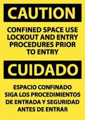 NMC - "Caution - Confined Space - Use Lockout and Entry Procedures Prior to Entry", 14" Long x 10" Wide, Aluminum Safety Sign - Rectangle, 0.04" Thick, Use for Accident Prevention - Industrial Tool & Supply