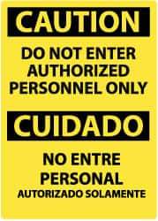 NMC - "Caution - Do Not Enter - Authorized Personnel Only", 14" Long x 10" Wide, Pressure-Sensitive Vinyl Safety Sign - Rectangle, 0.004" Thick, Use for Security & Admittance - Industrial Tool & Supply