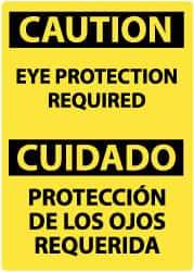 NMC - "Caution - Eye Protection Required", 14" Long x 10" Wide, Rigid Plastic Safety Sign - Rectangle, 0.05" Thick, Use for Accident Prevention - Industrial Tool & Supply